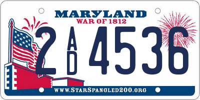 MD license plate 2AD4536