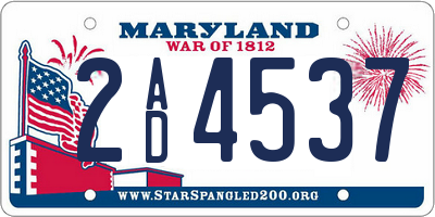 MD license plate 2AD4537