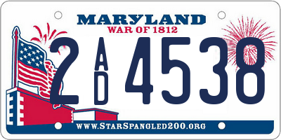 MD license plate 2AD4538