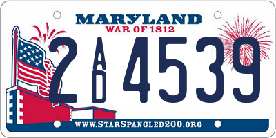 MD license plate 2AD4539