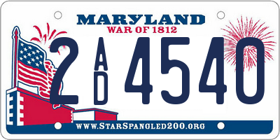 MD license plate 2AD4540