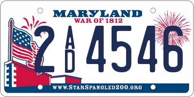 MD license plate 2AD4546