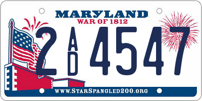 MD license plate 2AD4547