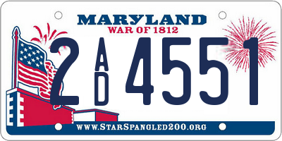 MD license plate 2AD4551