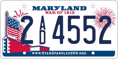 MD license plate 2AD4552