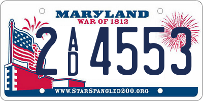 MD license plate 2AD4553
