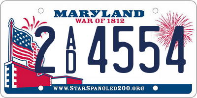 MD license plate 2AD4554