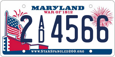 MD license plate 2AD4566