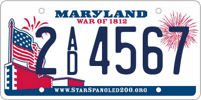 MD license plate 2AD4567