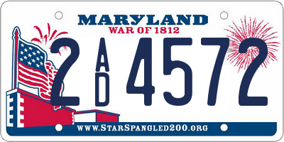 MD license plate 2AD4572