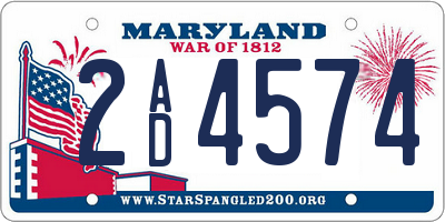 MD license plate 2AD4574