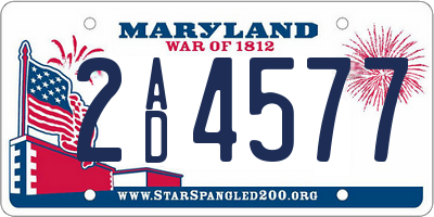 MD license plate 2AD4577
