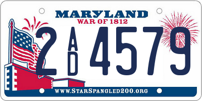 MD license plate 2AD4579