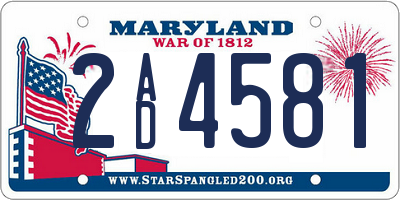 MD license plate 2AD4581
