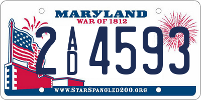 MD license plate 2AD4593