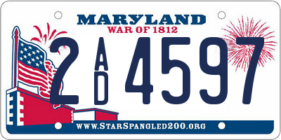MD license plate 2AD4597