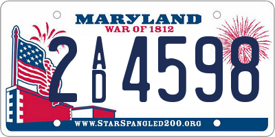MD license plate 2AD4598