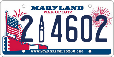 MD license plate 2AD4602
