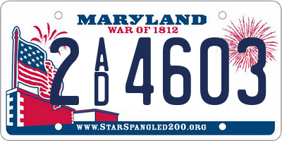 MD license plate 2AD4603