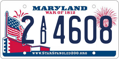 MD license plate 2AD4608