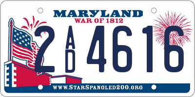 MD license plate 2AD4616