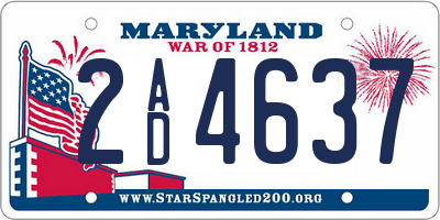 MD license plate 2AD4637
