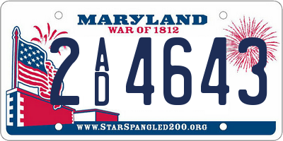 MD license plate 2AD4643