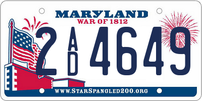 MD license plate 2AD4649