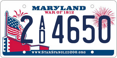 MD license plate 2AD4650