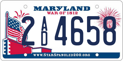 MD license plate 2AD4658