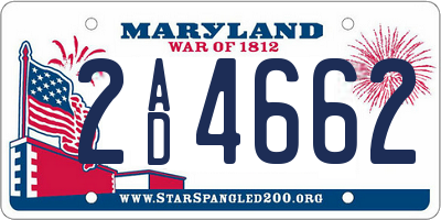 MD license plate 2AD4662