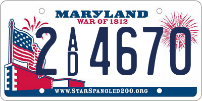 MD license plate 2AD4670