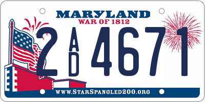 MD license plate 2AD4671