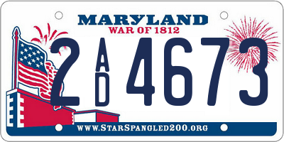 MD license plate 2AD4673