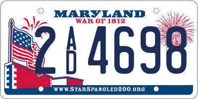 MD license plate 2AD4698