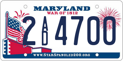MD license plate 2AD4700