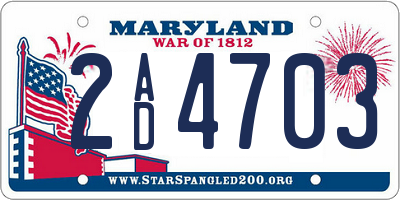MD license plate 2AD4703