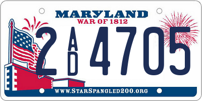 MD license plate 2AD4705