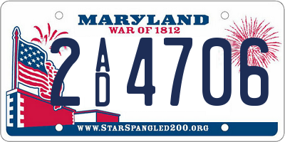 MD license plate 2AD4706