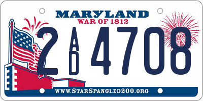 MD license plate 2AD4708