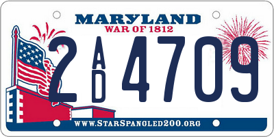MD license plate 2AD4709