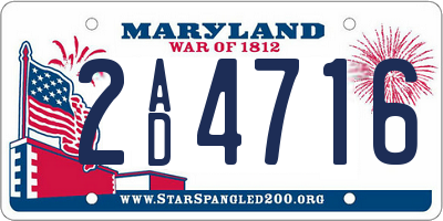 MD license plate 2AD4716