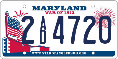 MD license plate 2AD4720