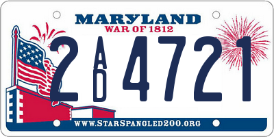MD license plate 2AD4721