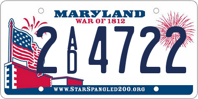 MD license plate 2AD4722