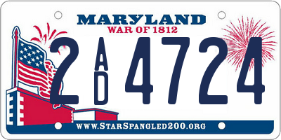 MD license plate 2AD4724