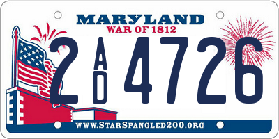 MD license plate 2AD4726