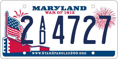MD license plate 2AD4727