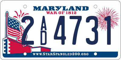 MD license plate 2AD4731