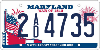 MD license plate 2AD4735